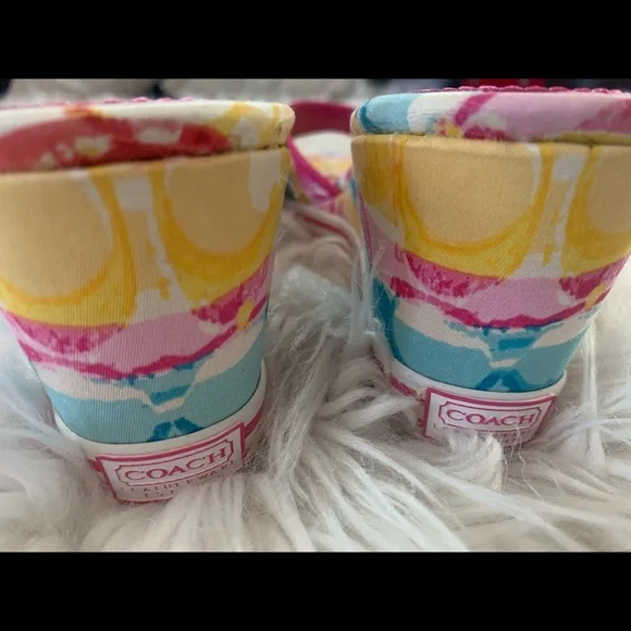 NEW Vintage Coach Hampton Multicolor Pastel Wedges- 9 - Picture 6 of 8